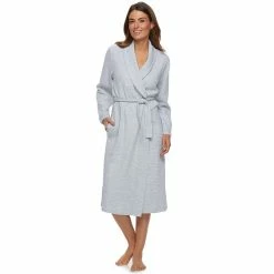 Women's Croft & Barrow® Waffle-Knit Long Shawl-Collar Robe