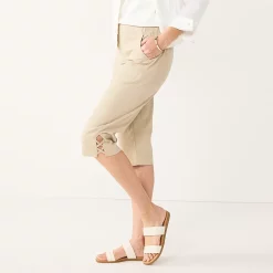 Women's Croft & Barrow® Embellished Hem Skimmer Jeans