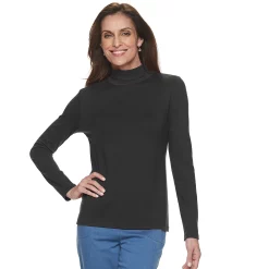 Petite Croft & Barrow® Essential Long-Sleeve Mockneck Top