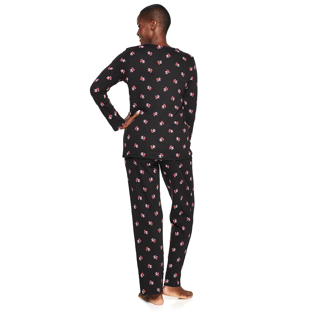 Petite Croft & Barrow® Textured Knit Henley Long Sleeve Pajama Top & Pajama Pants Set - Image 10