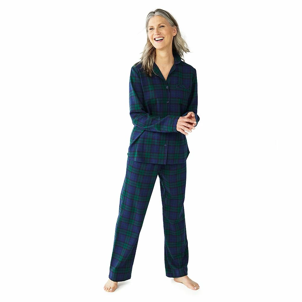 Women's Croft & Barrow® Flannel Long Sleeve Pajama Shirt & Pajama Pants Set