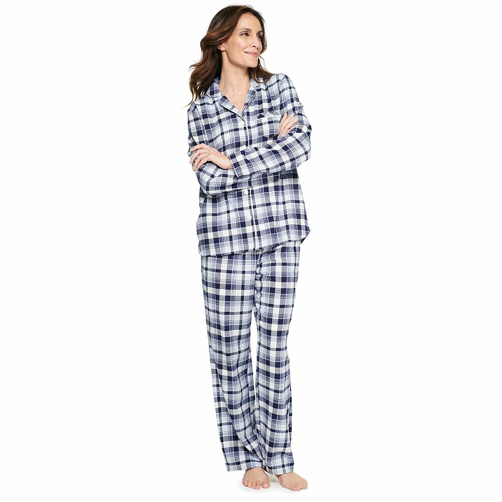 Women's Croft & Barrow® Flannel Long Sleeve Pajama Shirt & Pajama Pants Set - Image 5