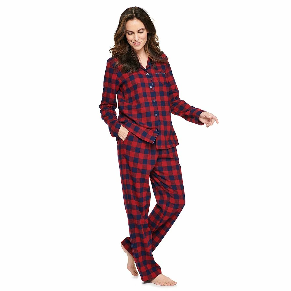 Women's Croft & Barrow® Flannel Long Sleeve Pajama Shirt & Pajama Pants Set - Image 4