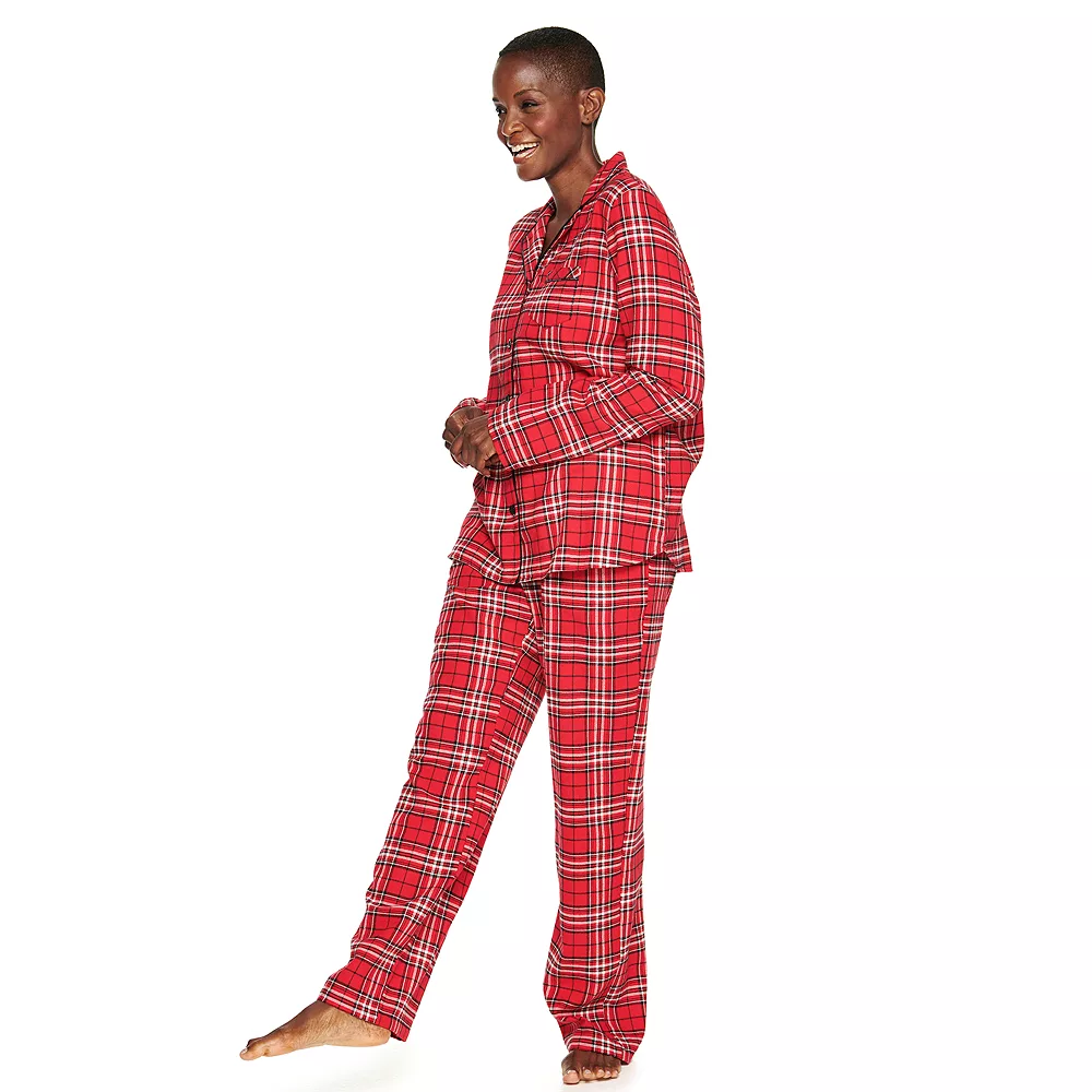 Women's Croft & Barrow® Flannel Long Sleeve Pajama Shirt & Pajama Pants Set - Image 2