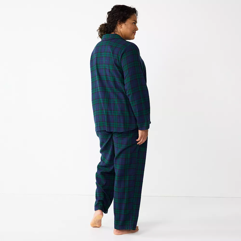 Plus Size Croft & Barrow® Flannel Long Sleeve Pajama Shirt & Pajama Pants Set - Image 3