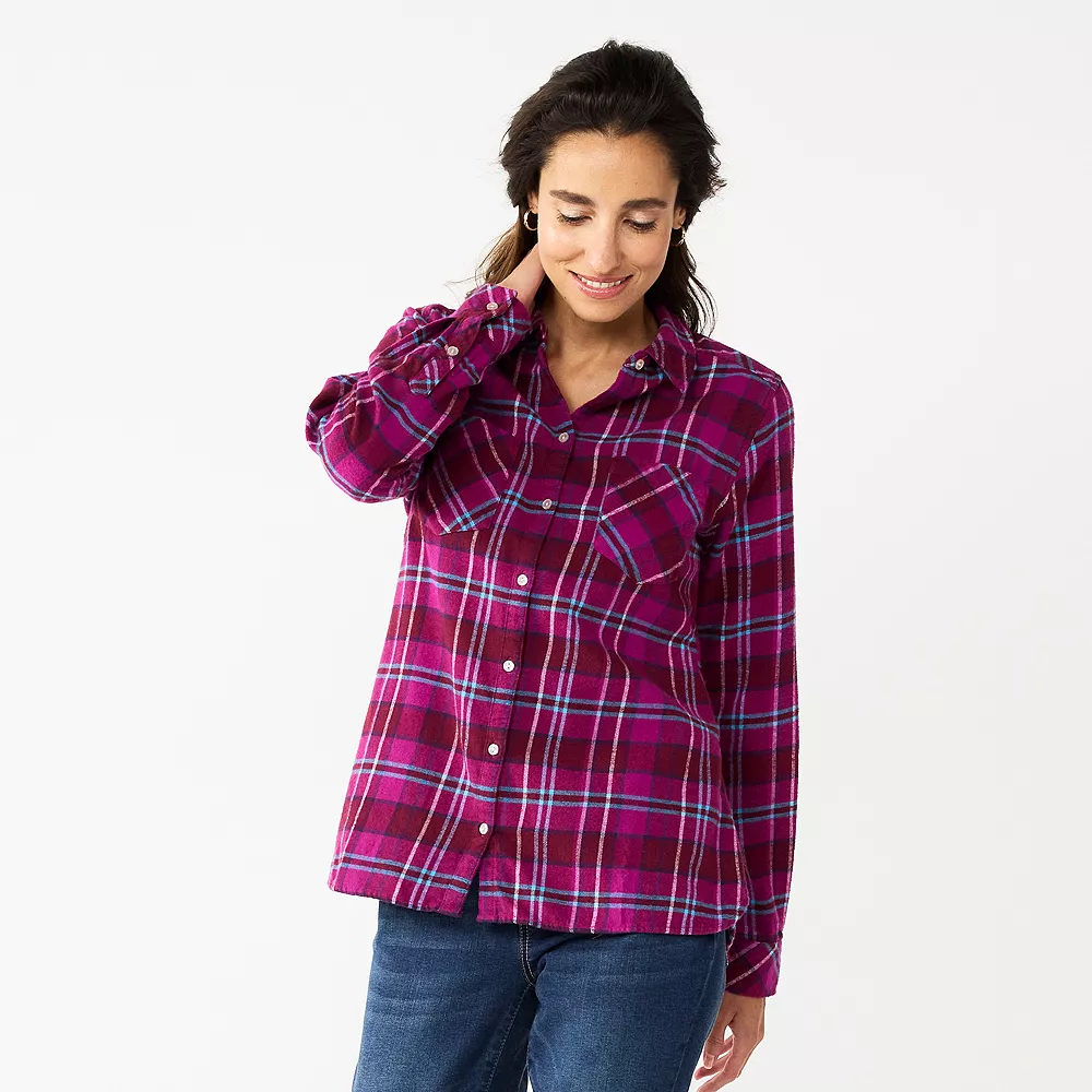 Women's Croft & Barrow® The Extra Soft Plaid Flannel Shirt - Image 8