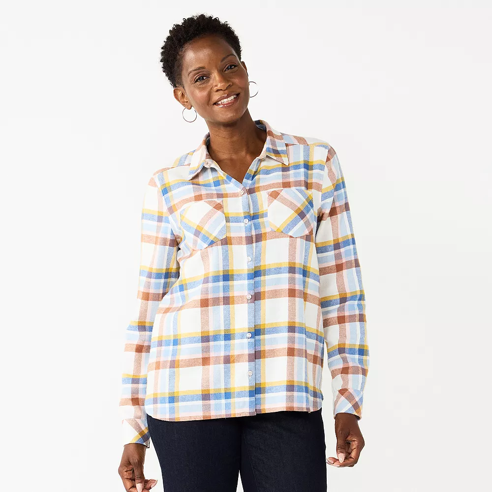 Women's Croft & Barrow® The Extra Soft Plaid Flannel Shirt - Image 11