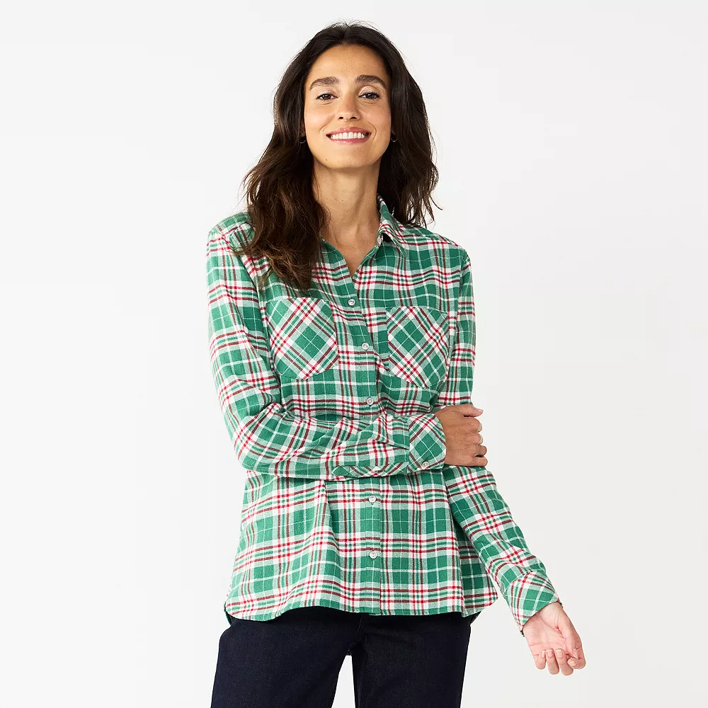Women's Croft & Barrow® The Extra Soft Plaid Flannel Shirt - Image 10