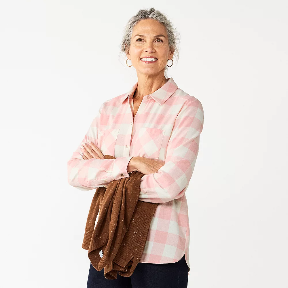 Women's Croft & Barrow® The Extra Soft Plaid Flannel Shirt - Image 12
