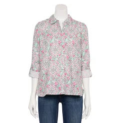 Petite Croft & Barrow® Roll-Tab Sleeve Popover Tunic