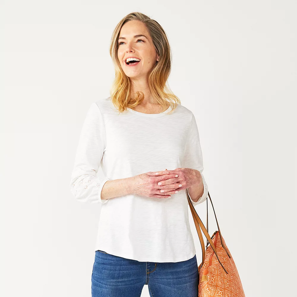 Women's Croft & Barrow® Eyelet Tee - Image 2