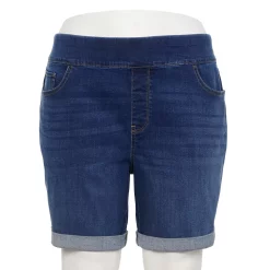 Plus Size Croft & Barrow® Pull-On Jean Shorts