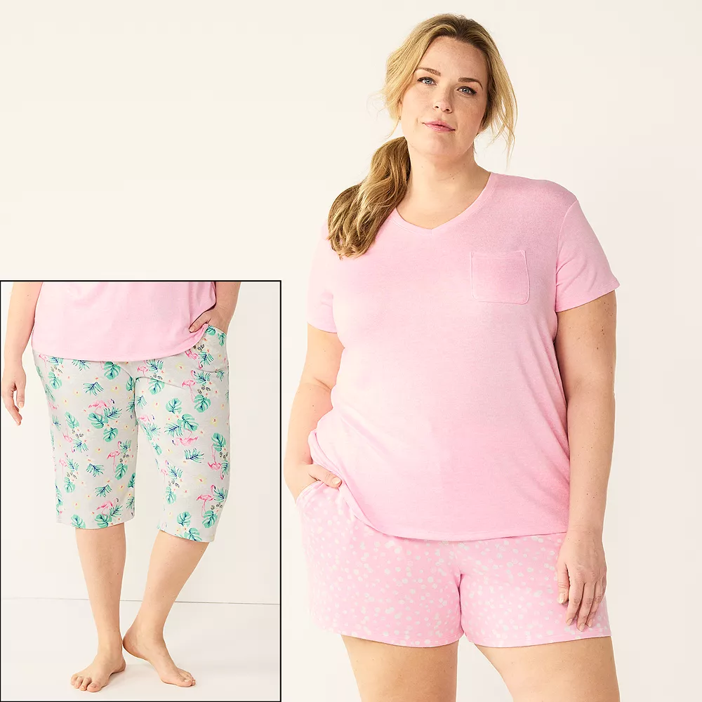 Plus Size Croft & Barrow® 3-Piece Pajama Top, Pajama Shorts & Pajama Skimmers Sleep Set - Image 2