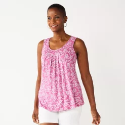 Petite Croft & Barrow® Pleated Tank