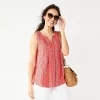 Petite Croft & Barrow® Pintuck Splitneck Sleeveless Top
