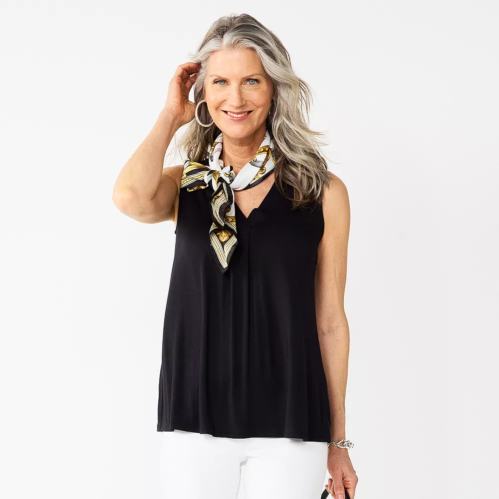 Women's Croft & Barrow® Pleated V-Neck Tank - Image 11