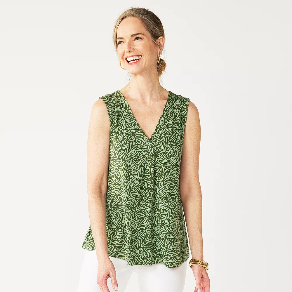Women's Croft & Barrow® Pleated V-Neck Tank - Image 3