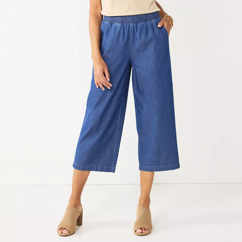Women's Croft & Barrow® Wide-Leg Twill Crop Pants - Image 4