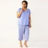 Plus Size Croft & Barrow® Short Sleeve Pajama Top & Capri Pajama Pants Sleep Set