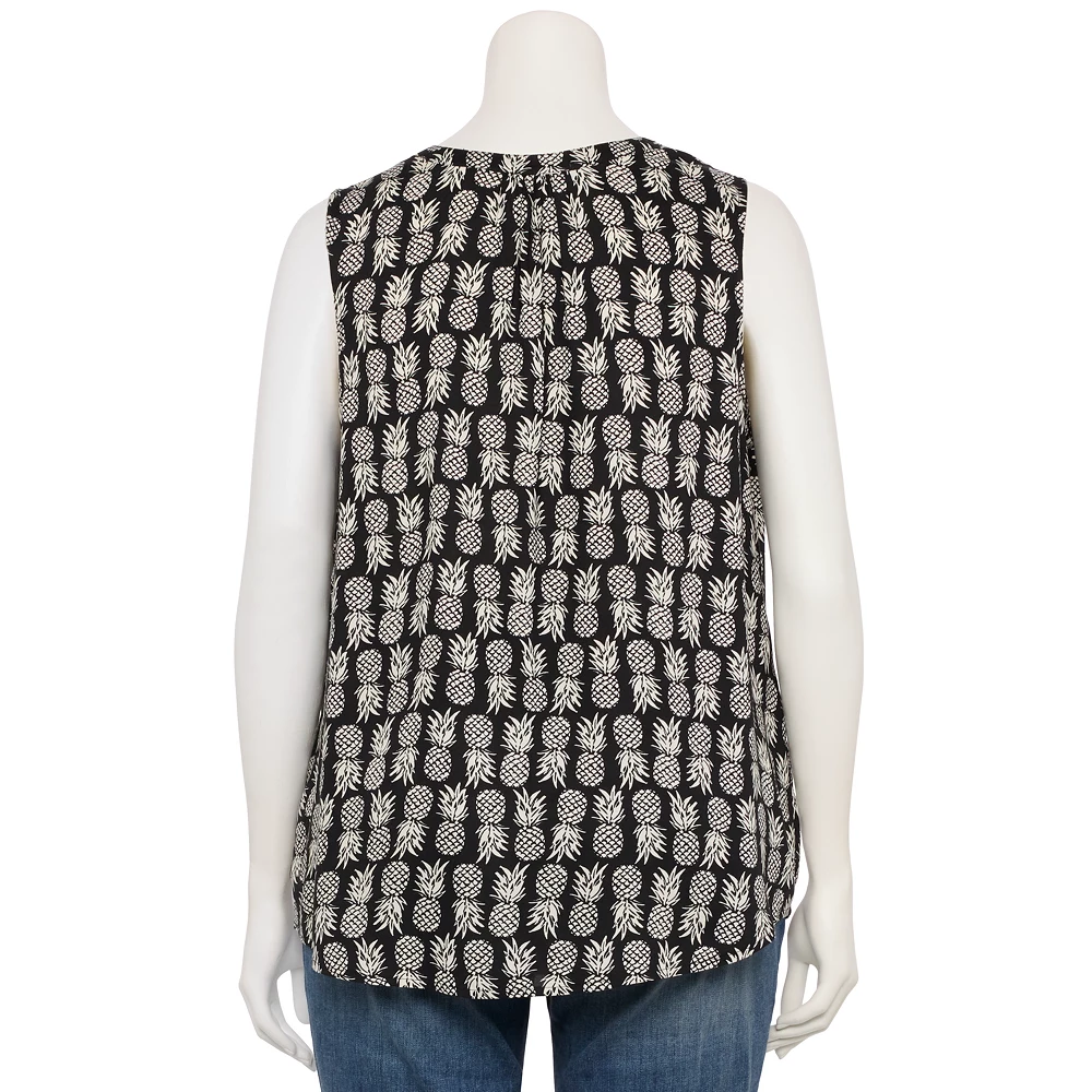 Plus Size Croft & Barrow® Pintuck Splitneck Sleeveless Top - Image 12