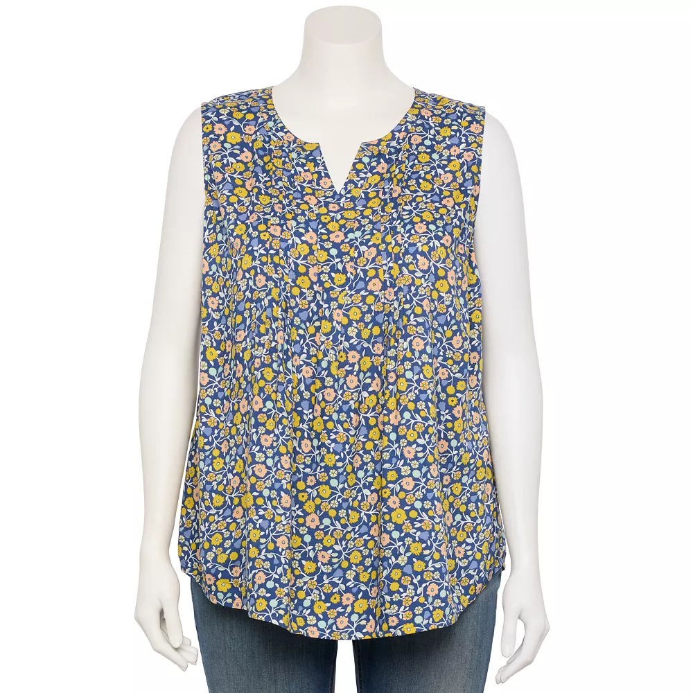 Plus Size Croft & Barrow® Pintuck Splitneck Sleeveless Top - Image 8