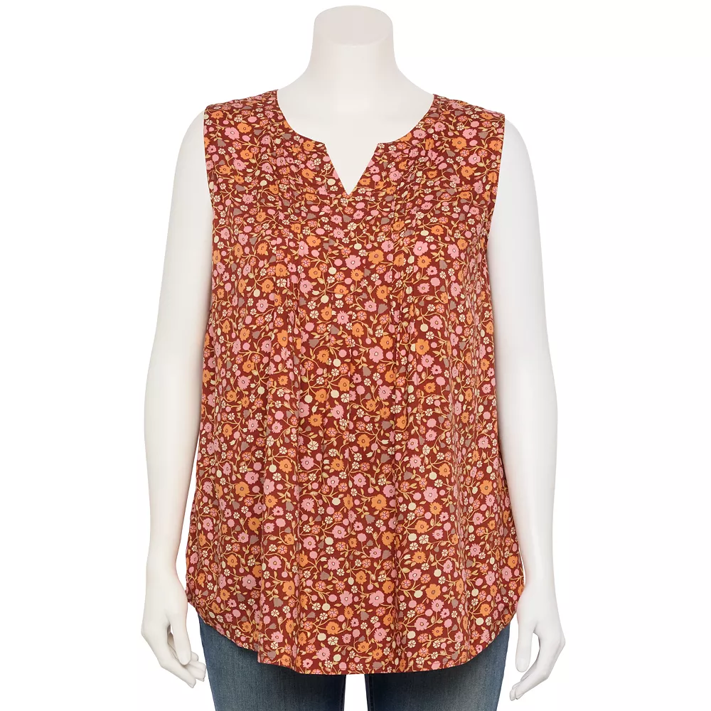 Plus Size Croft & Barrow® Pintuck Splitneck Sleeveless Top - Image 11