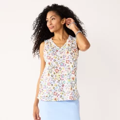 Women's Croft & Barrow® Smocked-Shoulder Tank