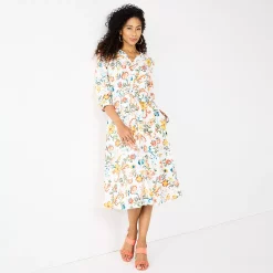 Women's Croft & Barrow® Floral Peasant Shirt Dress