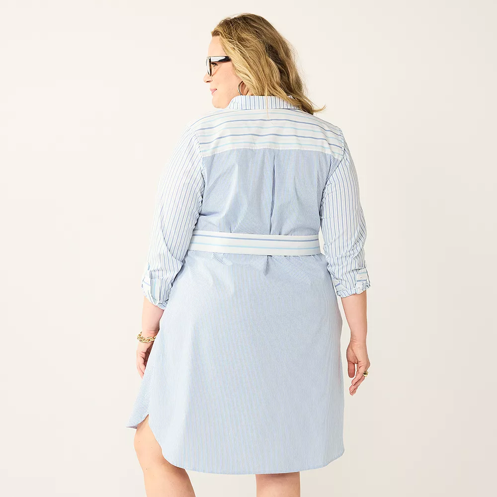 Plus Size Croft & Barrow® Mixed-Stripe Shirt Dress - Image 2