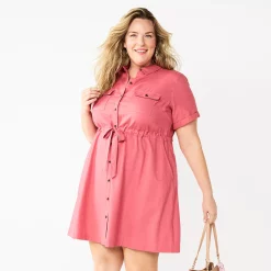 Plus Size Croft & Barrow® Belted Utility Dress