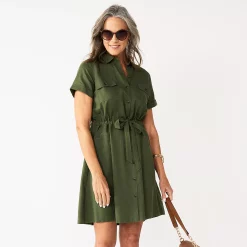 Petite Croft & Barrow® Belted Utility Dress