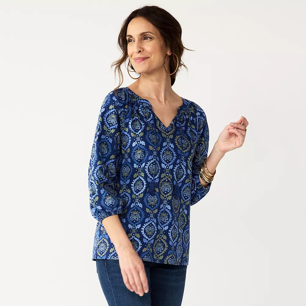 Women's Croft & Barrow® Tassel Peasant Top - Image 4