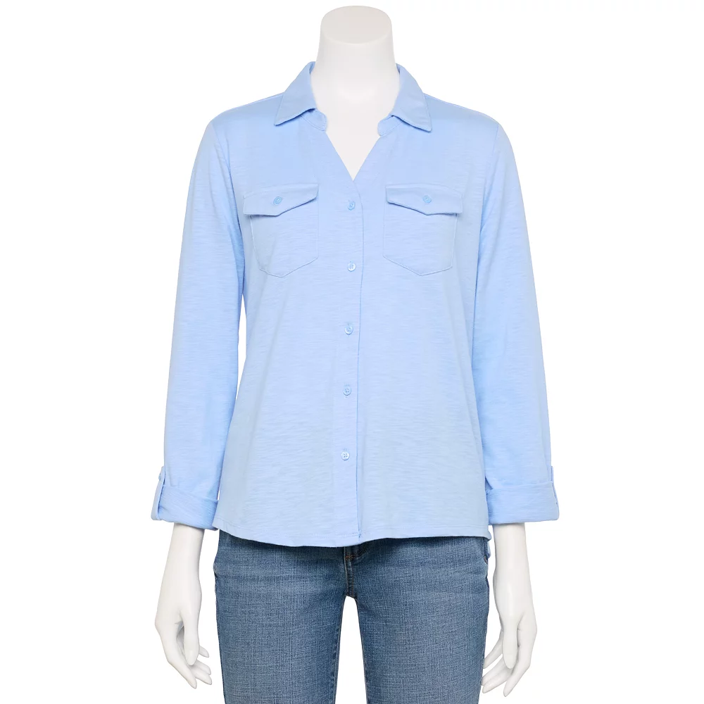 Petite Croft & Barrow® Roll-Tab Sleeve Soft Shirt - Image 8