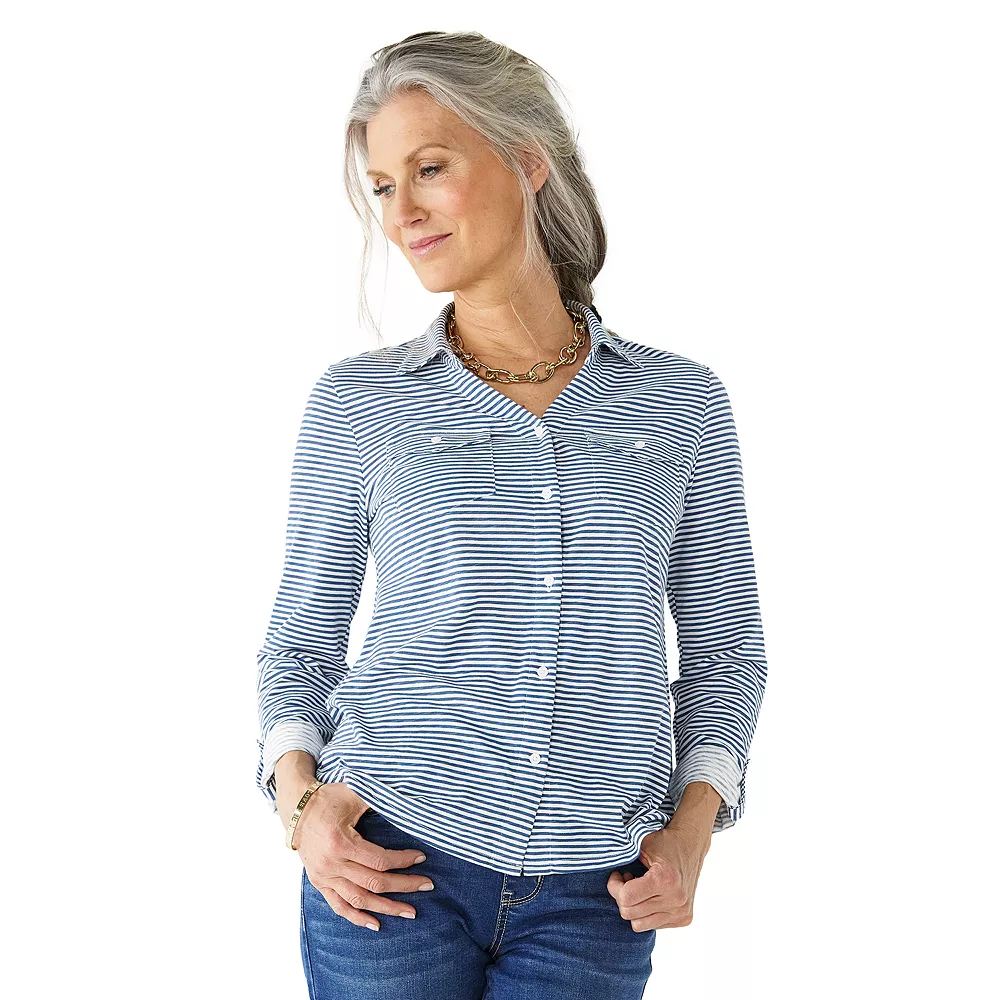 Petite Croft & Barrow® Roll-Tab Sleeve Soft Shirt - Image 9