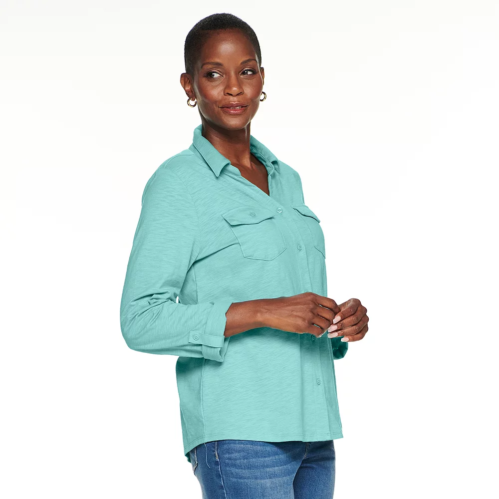 Petite Croft & Barrow® Roll-Tab Sleeve Soft Shirt - Image 10