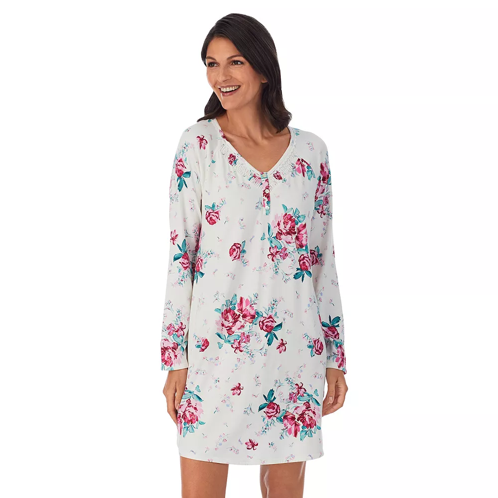 Women's Croft & Barrow® Cozy Long Sleeve Smocked Nightgown - Image 2