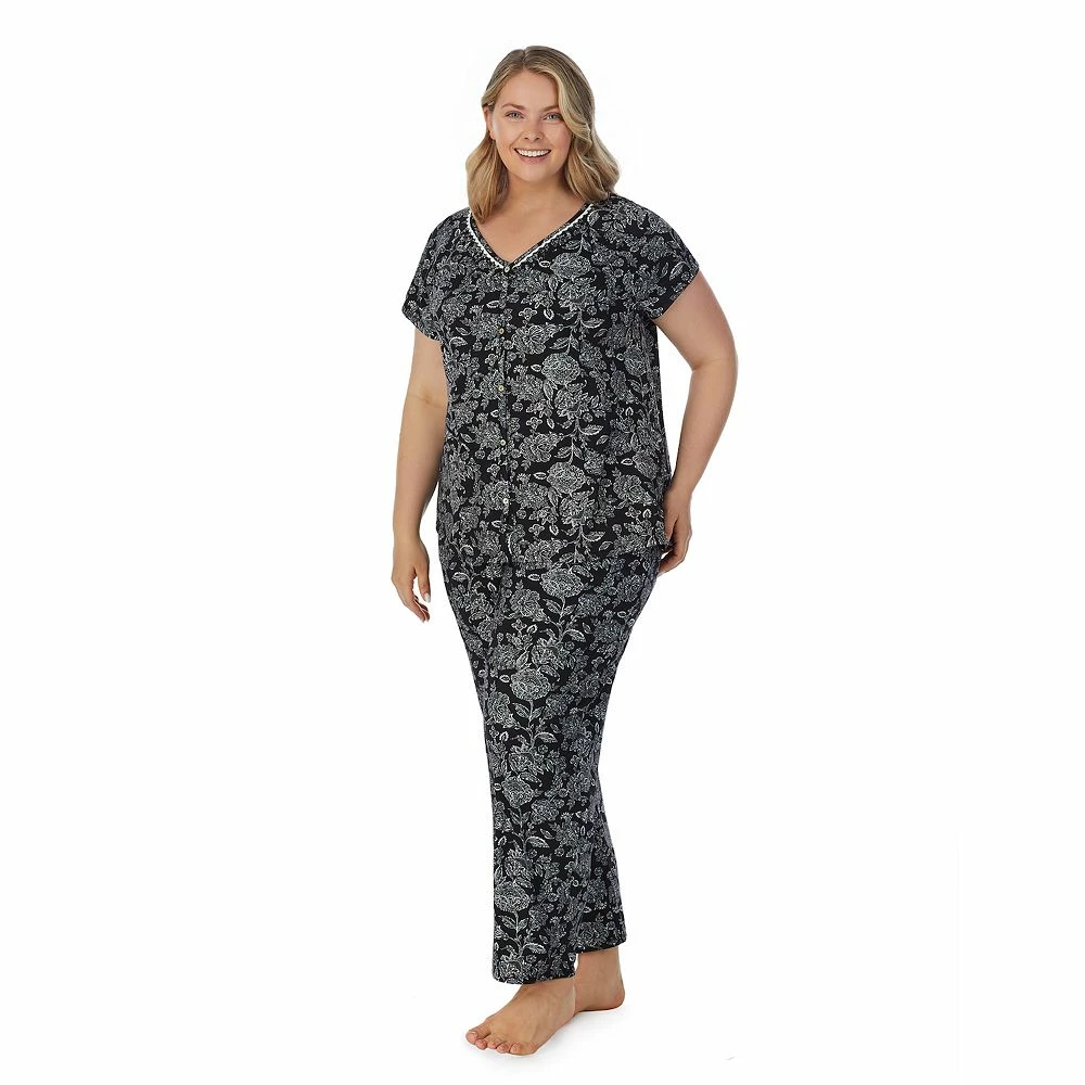 Plus Size Croft & Barrow® Cozy Short Sleeve Button-Front Pajama Top & Pajama Pants Sleep Set - Image 5