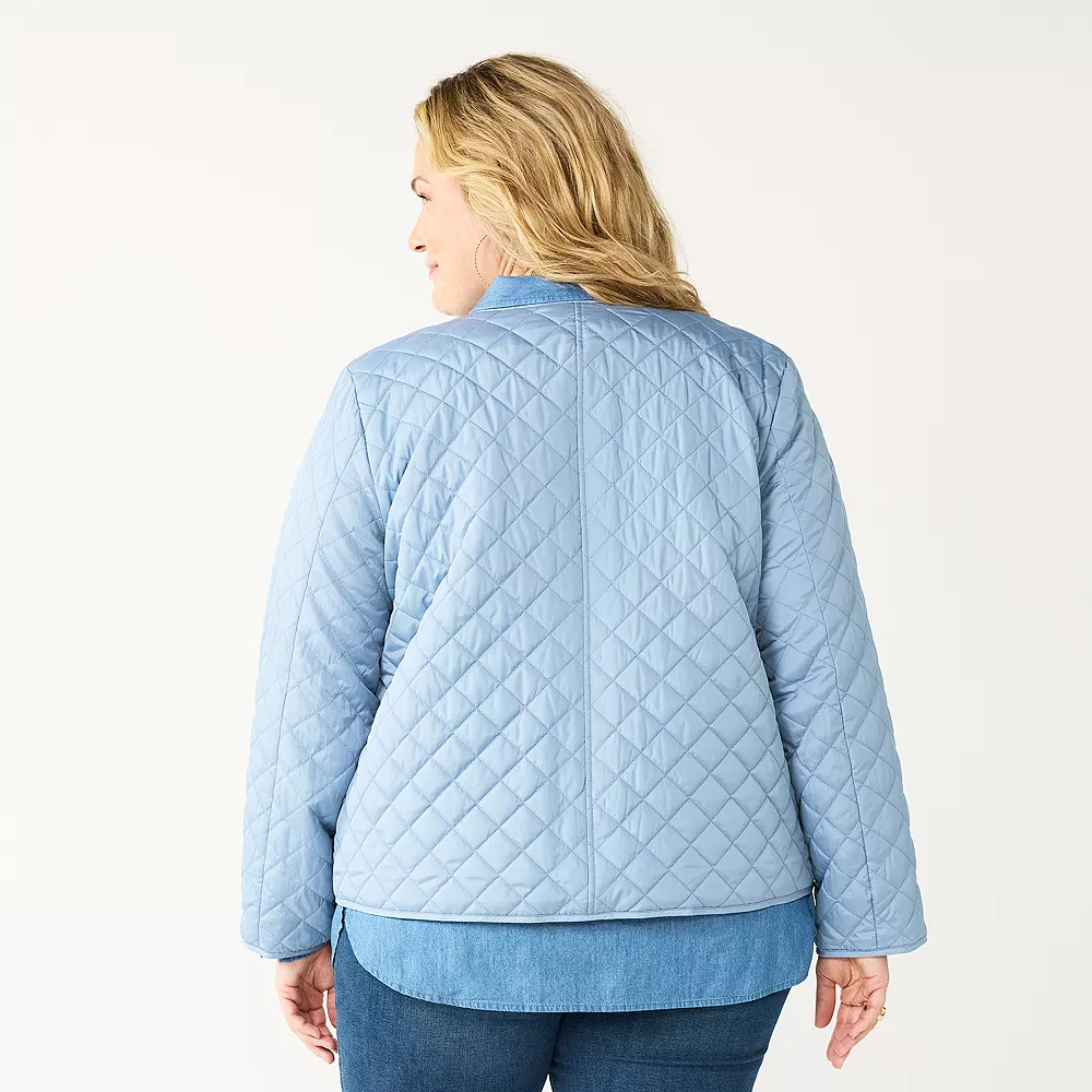 Plus Size Croft & Barrow® Quilted Snap-Front Jacket - Image 5