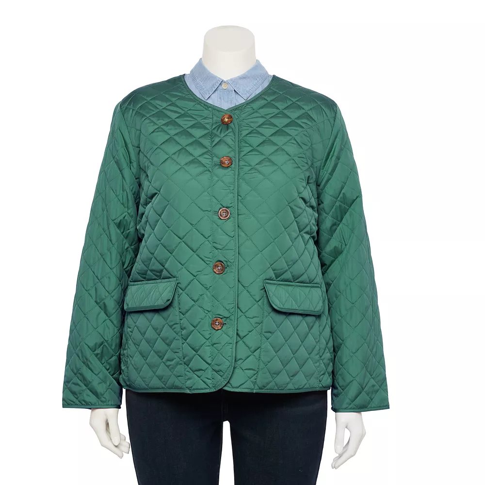 Plus Size Croft & Barrow® Quilted Snap-Front Jacket - Image 4