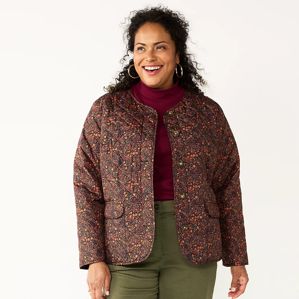 Plus Size Croft & Barrow® Quilted Snap-Front Jacket - Image 2
