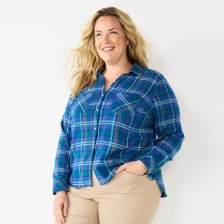 Plus Size Croft & Barrow® The Extra Soft Plaid Flannel Shirt