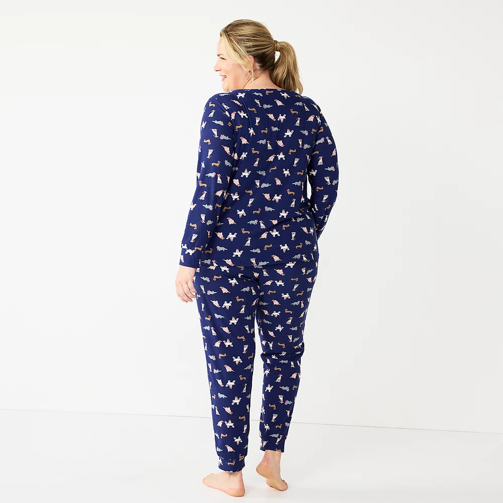 Plus Size Croft & Barrow® Long Sleeve Pajama Top & Pajama Pants Sleep Set - Image 5