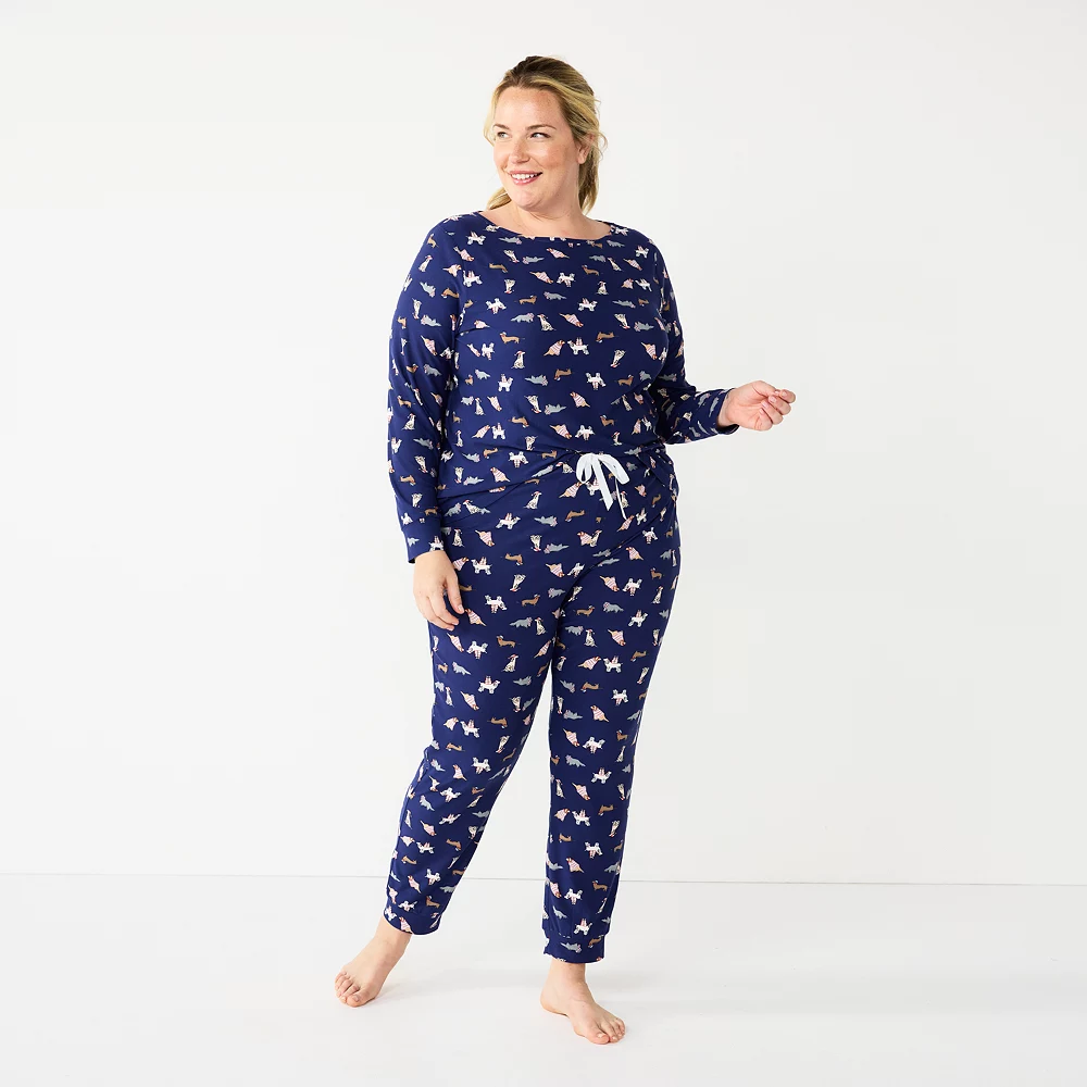 Plus Size Croft & Barrow® Long Sleeve Pajama Top & Pajama Pants Sleep Set - Image 6