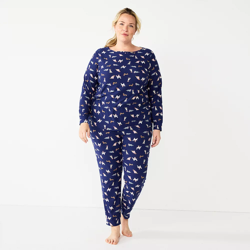 Plus Size Croft & Barrow® Long Sleeve Pajama Top & Pajama Pants Sleep Set - Image 3