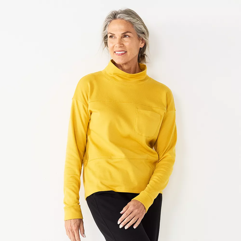 Petite Croft & Barrow® Long Sleeve Mockneck Sweatshirt - Image 4