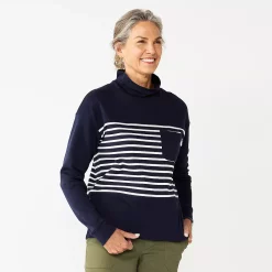 Petite Croft & Barrow® Long Sleeve Mockneck Sweatshirt