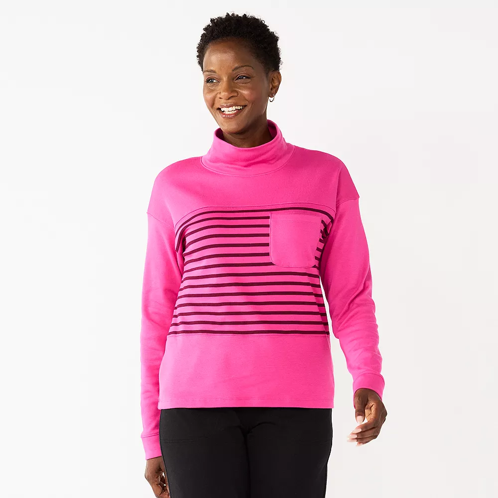 Petite Croft & Barrow® Long Sleeve Mockneck Sweatshirt - Image 3