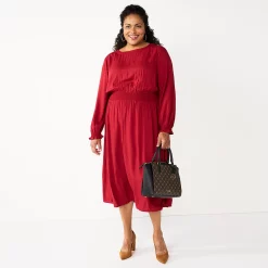 Plus Size Croft & Barrow® Midi Smocked Waist Dress