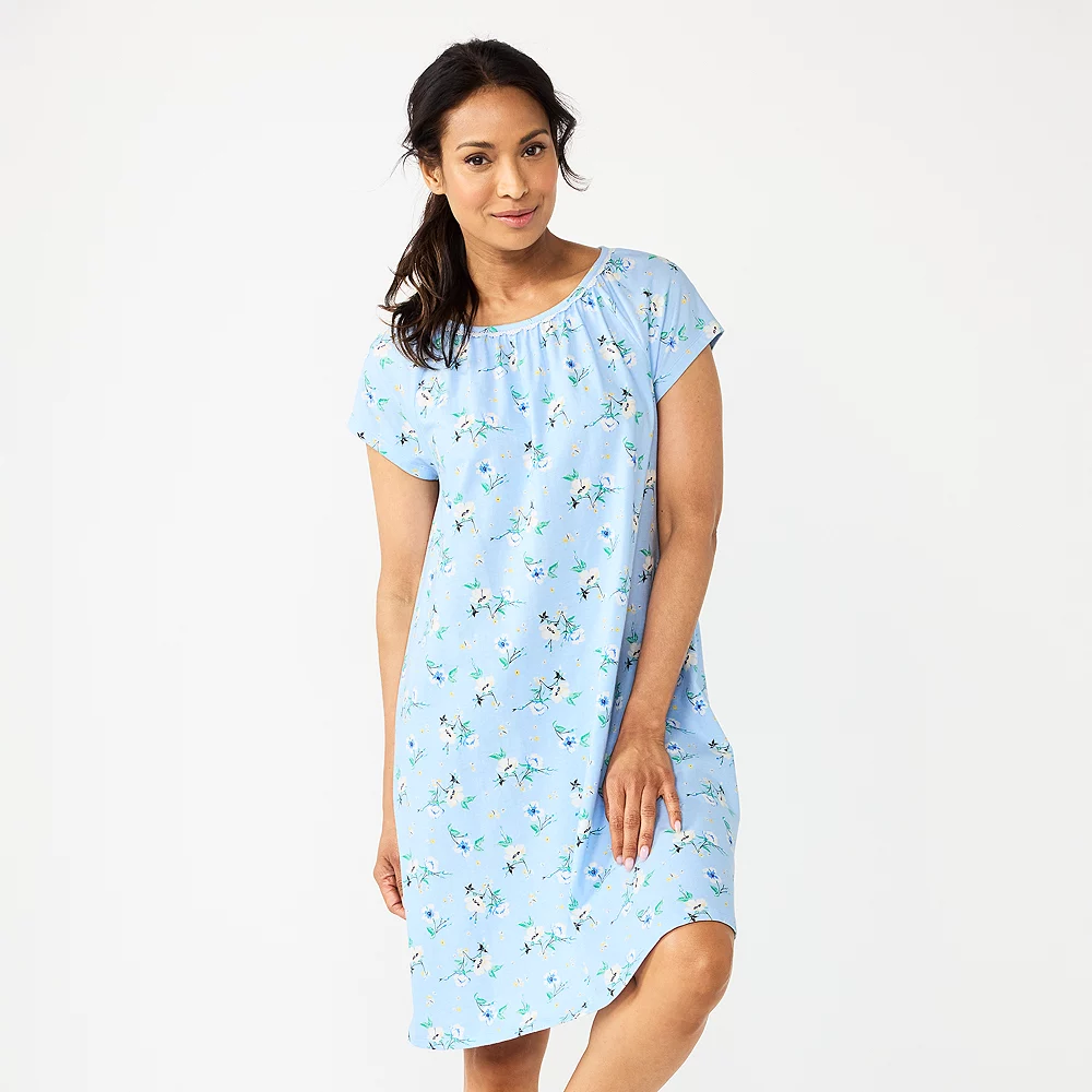 Petite Croft & Barrow® Short Sleeve Cotton Nightgown - Image 4