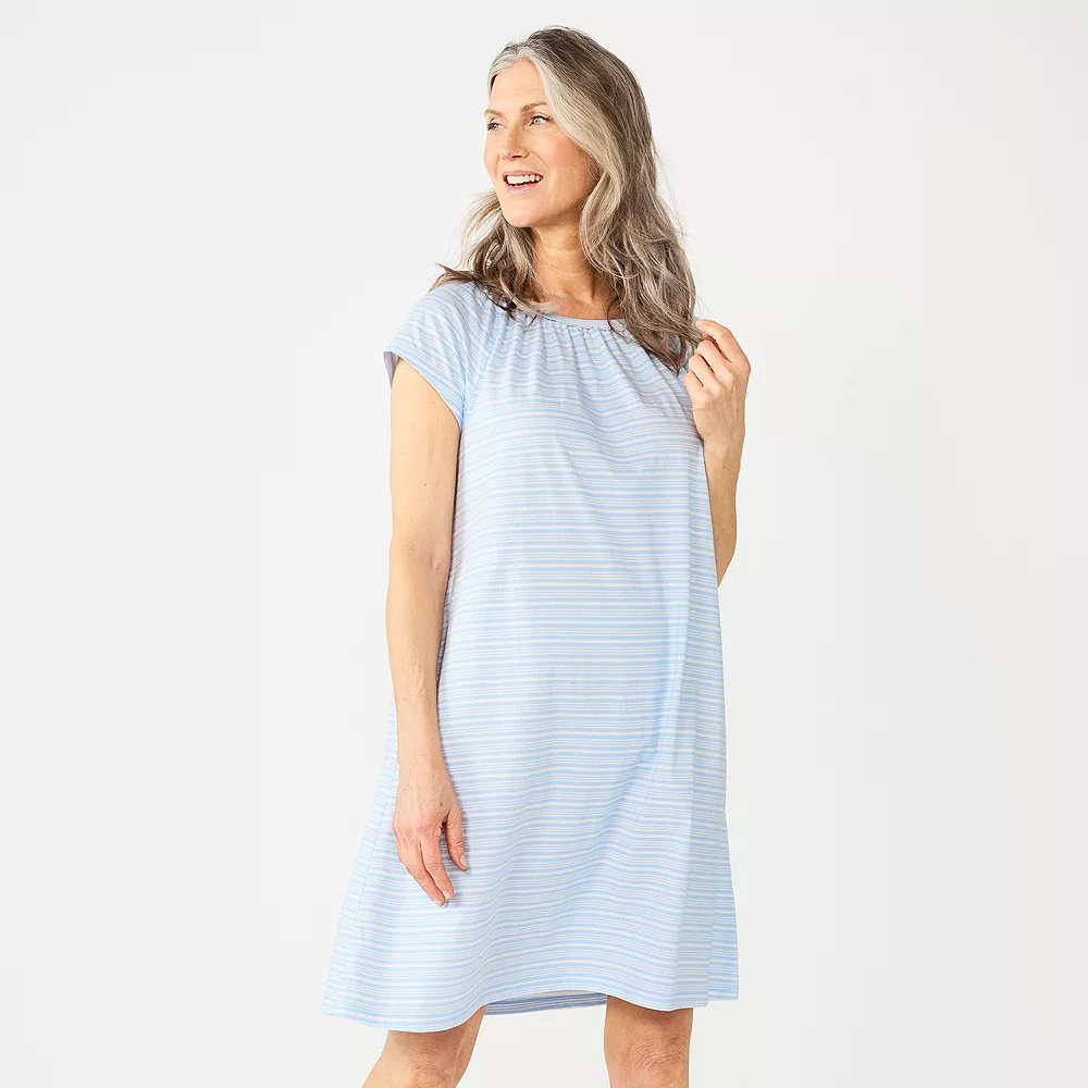 Petite Croft & Barrow® Short Sleeve Cotton Nightgown - Image 5